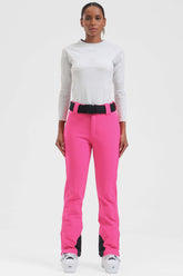 Women's Neon Fuchsia Wearable Slim Fit Fleece-lined Ski Pants